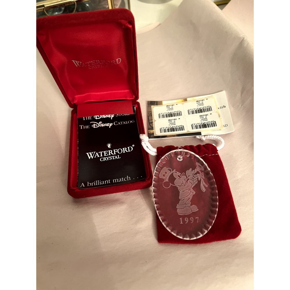 Waterford Crystal Disney Mickey Mouse‎ 1997 Christmas Ornament Box Pouch 101298